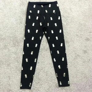 Beyond Yoga Leggings Black with Golden Pineapples Print Ankle